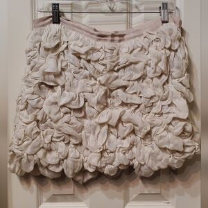 Haute Hippie Cream Textured Ruffle Linen Mini Skirt Size Large